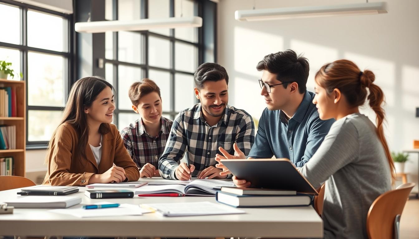 Student using a study guide to organize academic notes